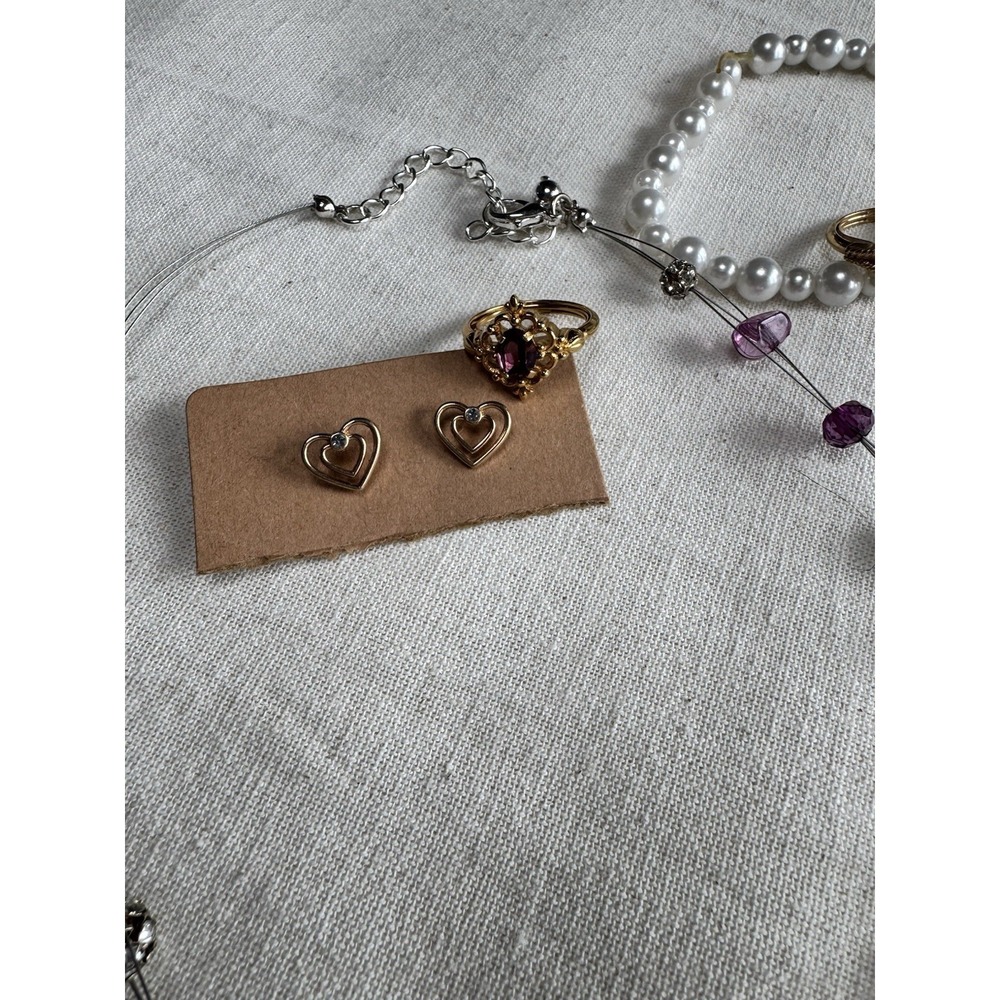 Coquette Vintage Jewelry Lot Hearts Butterflies Pearl Avon Rings Girly Bundle - Picture 6 of 9